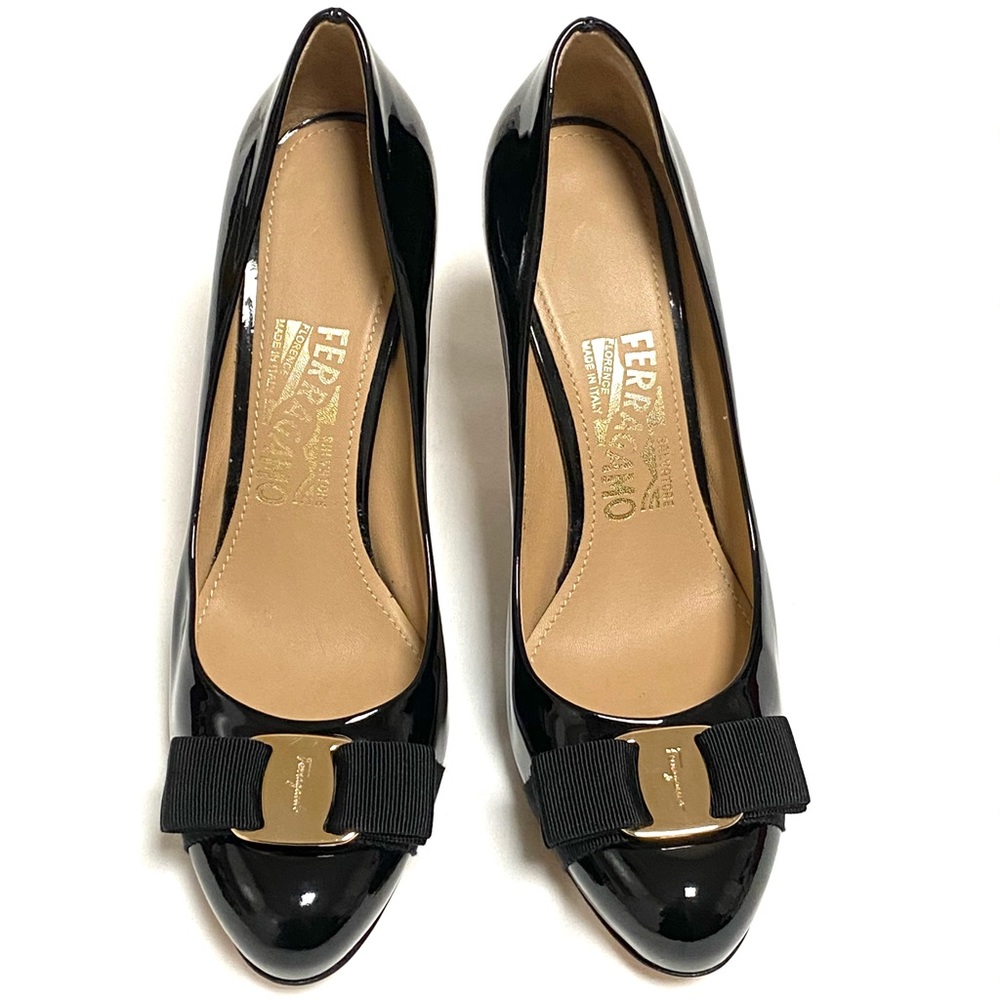 SalvatoreFerragamo OsimoBow Platform PatentLeather